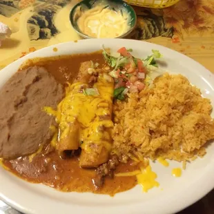Beef enchiladas plate, pretty good.