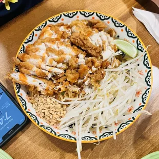 Pad Thai with Fried Chicken