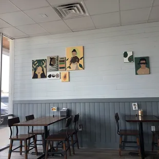 tables and chairs in a restaurant
