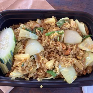 Pineapple fried rice. Not great No chicken