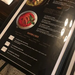 a menu on a table