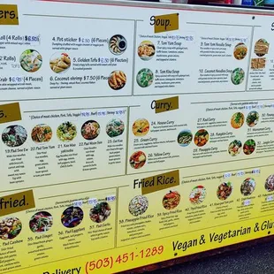 the menu of the restaurant