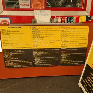 the menu of the restaurant