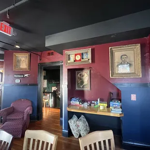 Upstairs bar area with games for the kiddos. Full service at both bar areas.