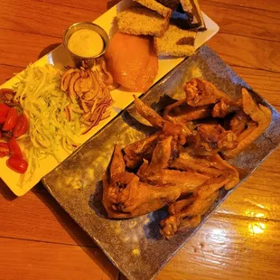 Wings and smoked salmon