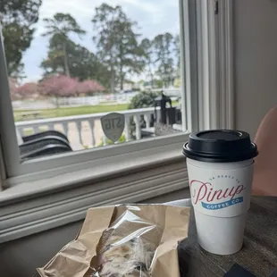 Latte and a blueberry scone