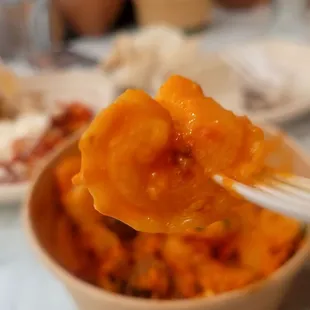 Chorizo and Shrip Creste di Gallo in vodka sauce