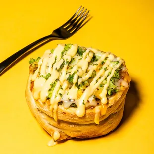 a fork and knife on a yellow background