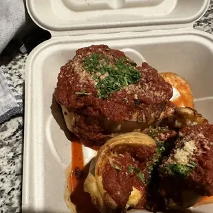 Back is the chicken parm, and the front is pepperoni, chicken parm is off the standard menu.