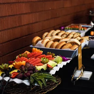 Fruit platter and bagel bar
