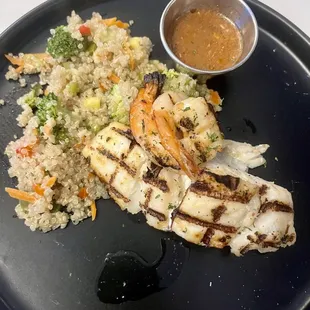 Halibut special was moist and tasty. Perfect portion.