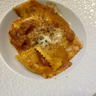 Comforting lobster ravioli hit the spot.