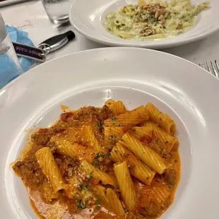Rigatoni Bolognese and Penne Pasta