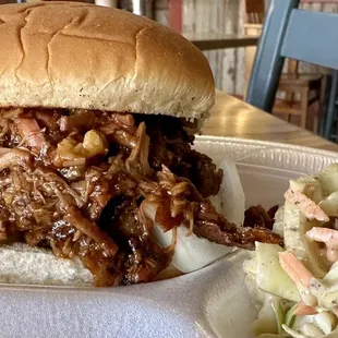 Chop Brisket Sandwich &amp; coleslaw.