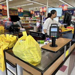 a cash register in a grocery store