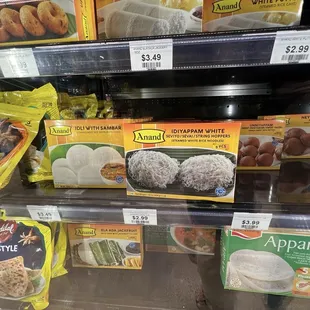 Variety of frozen foods.