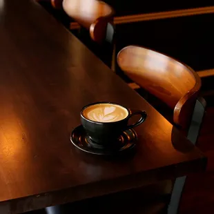a cup of coffee on a table