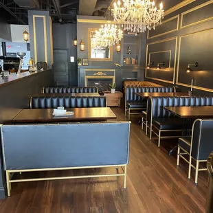seating and chandelier