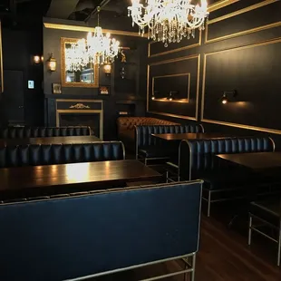 seating and chandelier