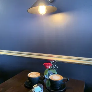 Seasonal oat milk lattes and peppermint Oreo cupcake
