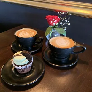 Seasonal oat milk lattes and peppermint Oreo cupcake
