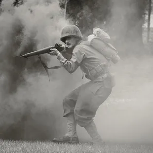 US Infantryman under a smoke screen.
