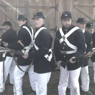 US Marines from the Civil War era, pose during the annual reenactment.