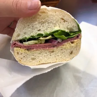 Literally only 3 slices of pastrami in this sandwich that costs $6.99.  I guess I should start going back to Subway.