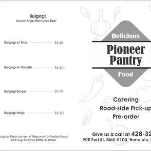 the price of the menu