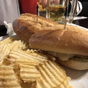 Steak hoagie with pizza and mushroom sauce