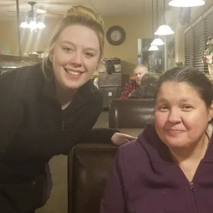 Ashley the waitress, she is all smiles