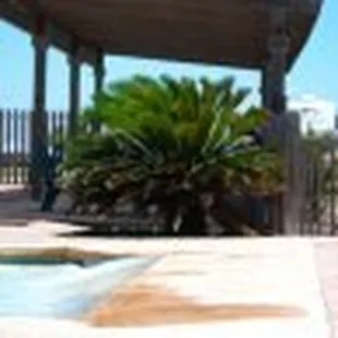 by the pool