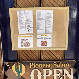 menus on the menu board