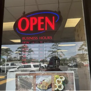 Open sign at entrance
