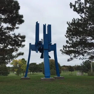 Behind the sculpture