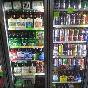 They have several doors of domestic and microbrew beers.This is just a couple of them.