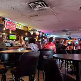 diners and bar with neon signs