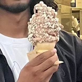 Ala Carte Cones; Espresso &amp; Chocolate blend with Smores topping in a small cake cone.