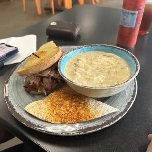 Ruben with chipotle seafood soup