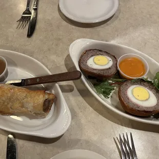 Sausage roll and scotch egg