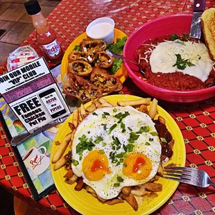 two plates of food on a table