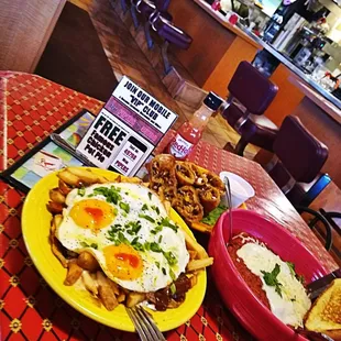 two plates of food on a table