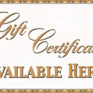 For all your gift needs order your gift certificates today.