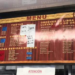 a menu for a mexican restaurant