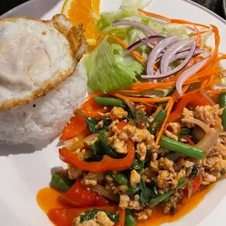 Basil Chopped Chicken with Rice