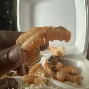 Uncleared rubbery shrimp &amp; stale Cubano