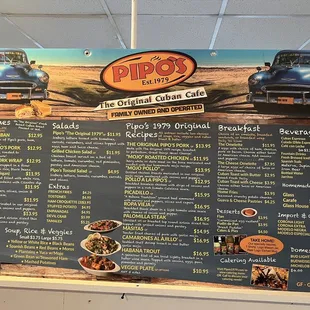 Menu board (August 2023)