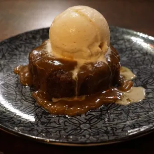 Sticky Toffee Pudding- medjool date cake, toffee sauce, vanilla ice cream