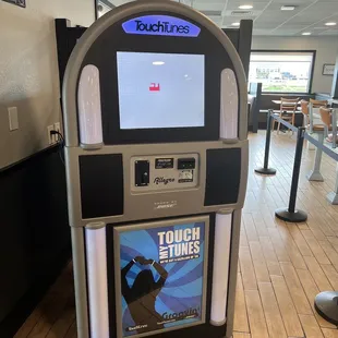 a touch times machine in a restaurant