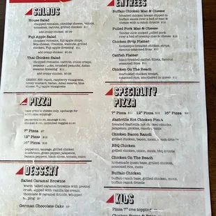 Menu as of April 2024